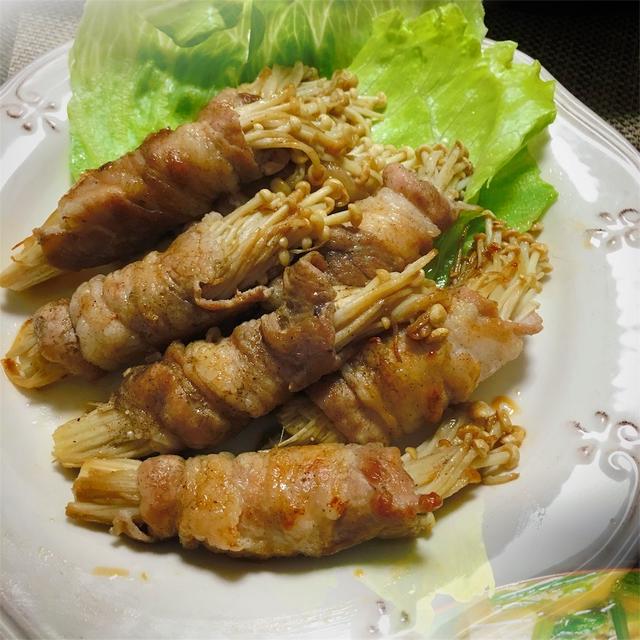 簡単で美味しい「エノキダケの豚肉巻き」のレシピ
