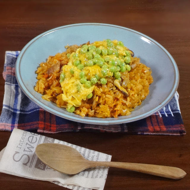 ふわとろ えんどう豆の卵とじのせ コク旨チキンライス By Koichiさん レシピブログ 料理ブログのレシピ満載