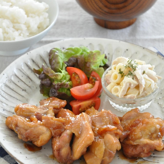 【節約献立】鶏肉たっぷりプチ贅沢♡「チキンステーキ」がメインの晩ご飯