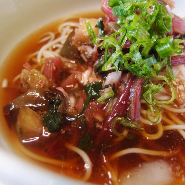茄子とビーツの冷やしそうめん