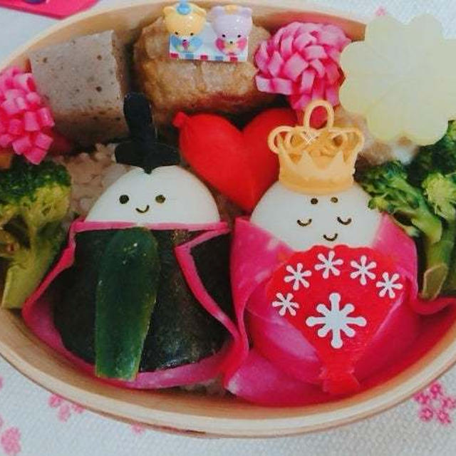 茹でたまごでお雛様のっけ弁当〖デコ弁〗   #平日お昼ご飯はお弁当or外食