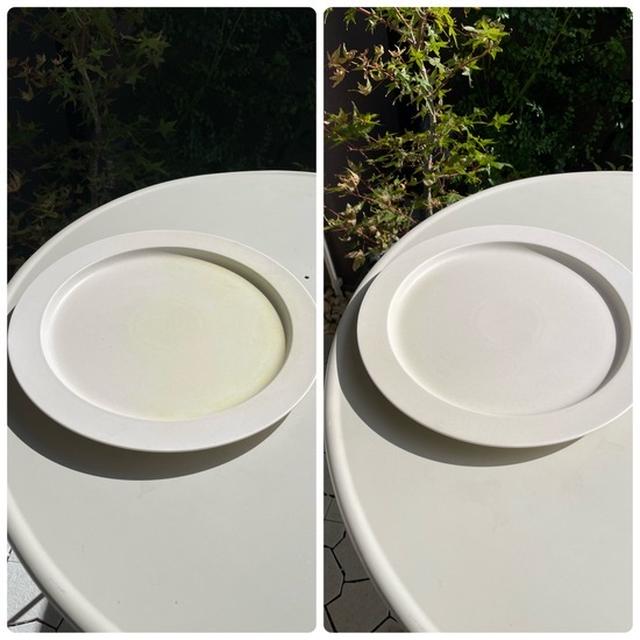 カレーの後のお皿の黄色は太陽の光で消える