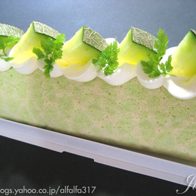 メロン模様のメロンロールケーキ ちょっと失敗 レシピ By Junkoさん レシピブログ 料理ブログのレシピ満載