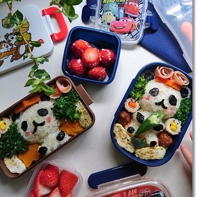 【100均お弁当グッズ】王子と姫の保育園弁当！100均ご飯型でパンダ弁当♪