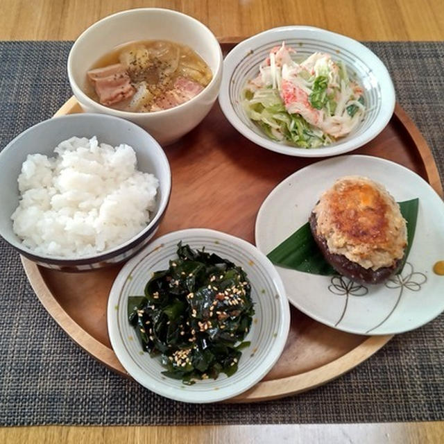 ２つめ購入の調味料ｄｅナムル☆椎茸の肉詰め♪☆♪☆♪