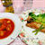 ポークソテーとサラダ菜☆鶏肉玉ねぎのトマト煮込み