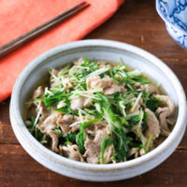 めんつゆで簡単！『豚こまと水菜のさっと煮』のレシピ