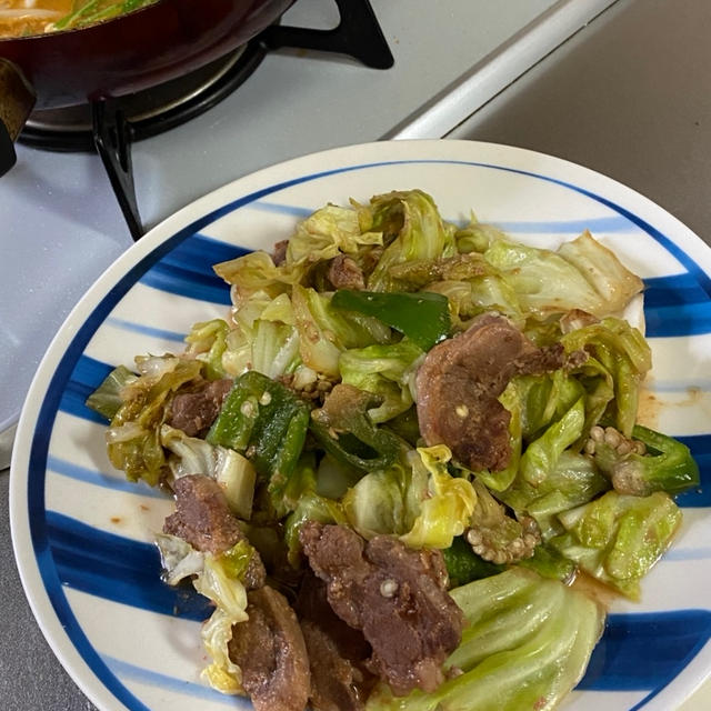 回鍋肉風炒め物と赤飯と坦々スープ☆My夜ごはん。