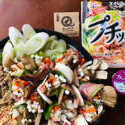 きのこたっぷりピーナッツ入り坦々ごま鍋【エバラ プチッと鍋使用】
