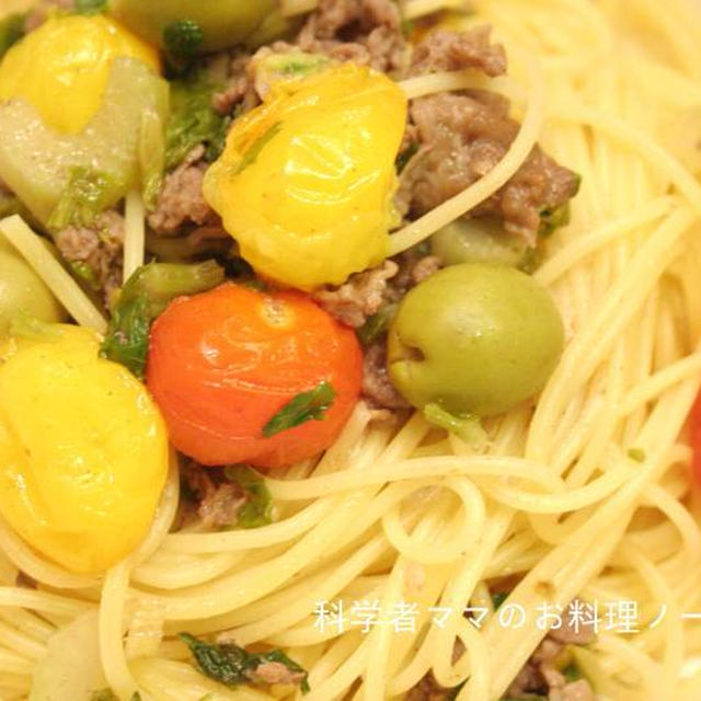 今夜はパスタ☆牛肉とセロリの軽い赤ワイン煮込み