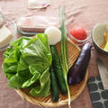 夏野菜と塩豚とちゅるんと豆腐白玉
