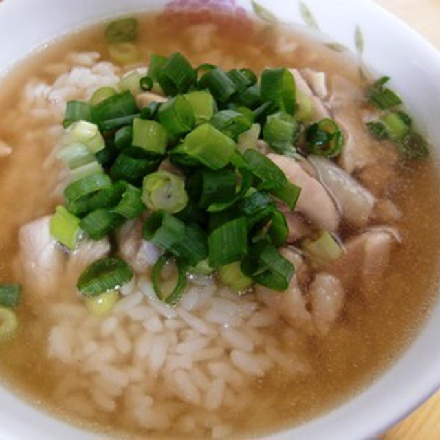 ラーメンスープで鶏茶漬け