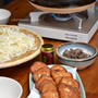 鶏レバーの柚子胡椒佃煮。ふんわりさつま揚げの土鍋うどん。の晩ご飯。