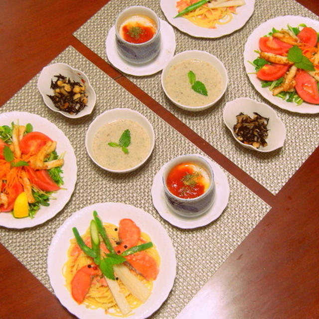 「洋風茶碗蒸しスープ」、「キノコのポタージュ」