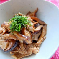 乾しいたけと豚肉のわさび醤油炒め♪