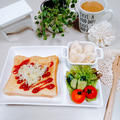 【おうちごはん＊シュガートーストのワンプレート&ブリの照り焼き&お粥さんと野菜スープ&小鉢】