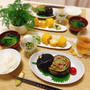 丸茄子に肉味噌をたっぷり詰めた肉味噌茄子で夕ご飯