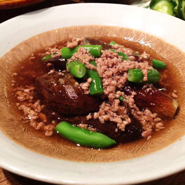 ◆常備菜の鶏そぼろで、茄子のそぼろ煮