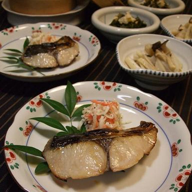 鰆の塩麹焼きと水菜漬け入り蒸しごはん