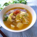 体が温まる♪具沢山！豚肉と白菜のピリ辛韓国風食べるスープ