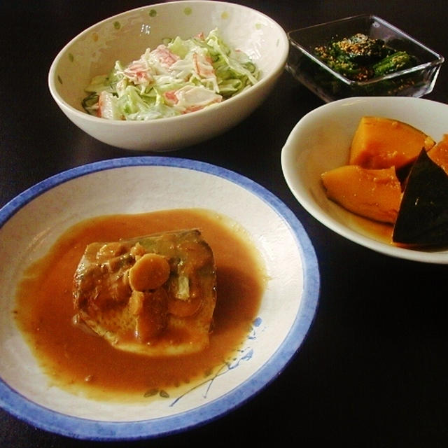 鯖の味噌煮の和定食風