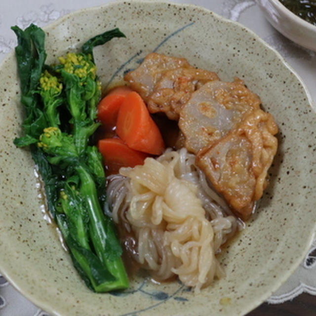 ピリ辛レンコンと菜の花の煮物★★★