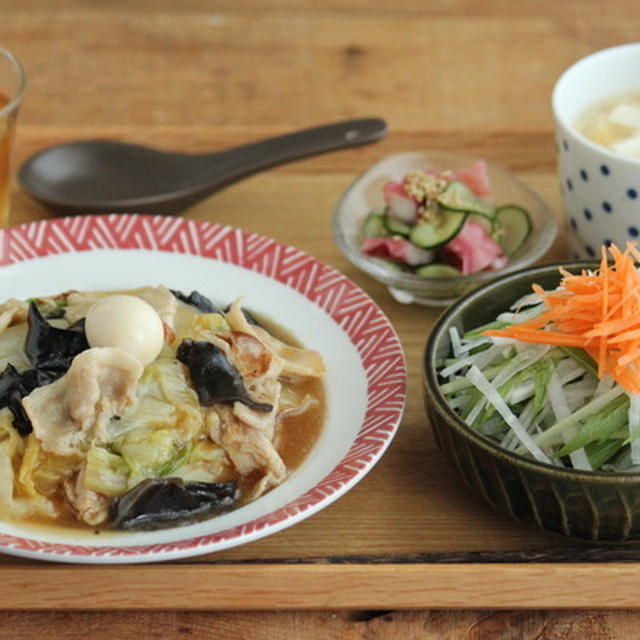 豚バラと白菜のうま煮丼献立