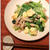 小松菜と豚肉のふんわり卵炒め　と　納豆とろろ