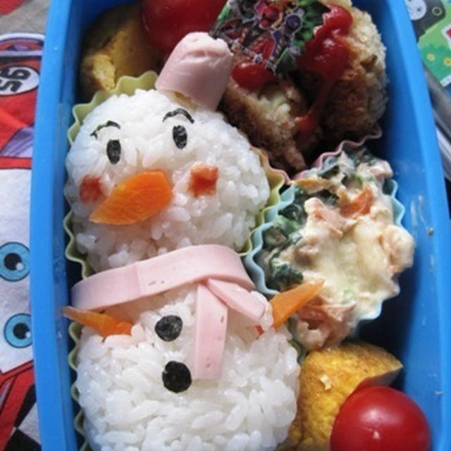 雪だるまのお弁当（幼稚園）（キャラ弁）/豚さんのお弁当