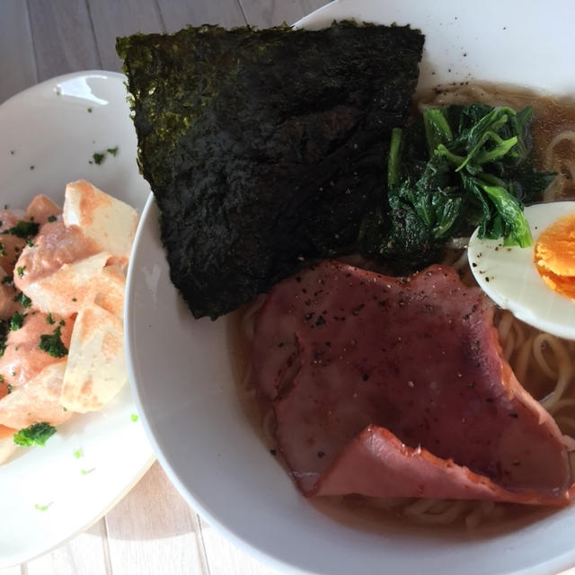ほっこり甘い！茹でかぶの明太マヨサラダとお取り寄せラーメン♪