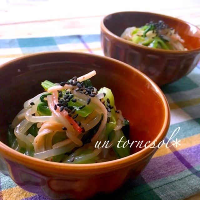 コレステロール値低下に‼︎10分で簡単♪レンジだけで作る☆ちんげん菜と糸こんの和風ナムル♡レシピ