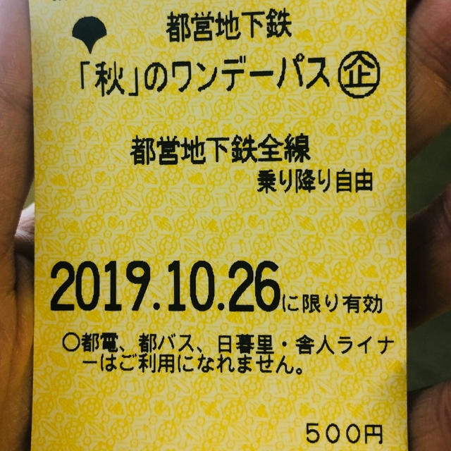 土日祝のみ　販売期間限定　都営地下鉄　秋のワンデーパス
