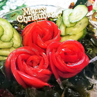【レシピ動画】クリスマスにおススメ！【トマトのひいらぎと海藻のクリスマスリース★サラダ】