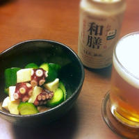 和膳にタコきゅうり山芋のわさび酢醤油浅漬け