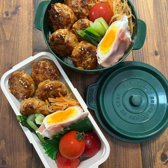 たっぷりキャベツミニバーグ弁当と　パスタ