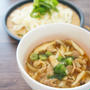 レンジで簡単！グルラボ使用♪カレー風味の肉汁うどん