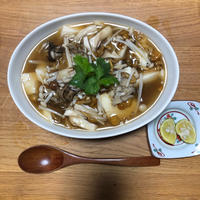 群馬県産きのこたっぷりの豆腐のきのこあんかけ作りました♪
