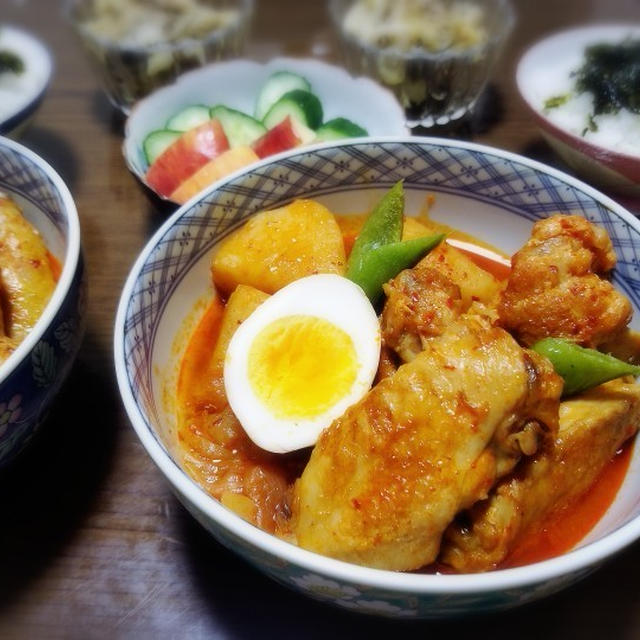 【家ごはん】 コチュジャン味の煮物 * かぼちゃと豚バラのコチュジャン煮 * 韓国風鶏じゃが タットリタン