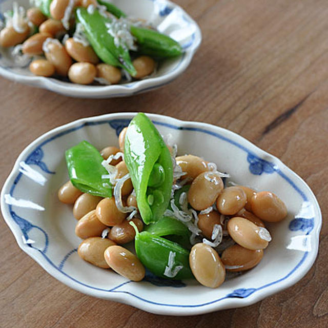 スナップえんどうと大豆のナムル