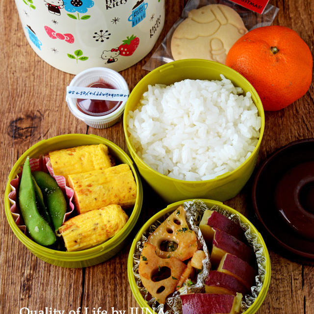 【土曜弁】スティックオムレツのお弁当　と　きのこパスタのお昼ごはん　と　今晩は鍋にしましたという日記