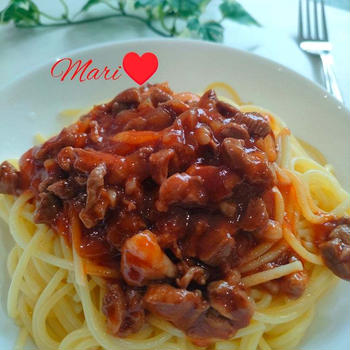 《レシピ有》簡単☆ラム肉ソースパスタ。