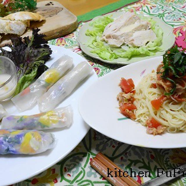 冷たさの光る？晩ご飯♪誕生日のお花を食べました☆