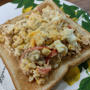 ポリ袋で作るカニカマコーン卵サラダトーストで朝ごはん＾＾