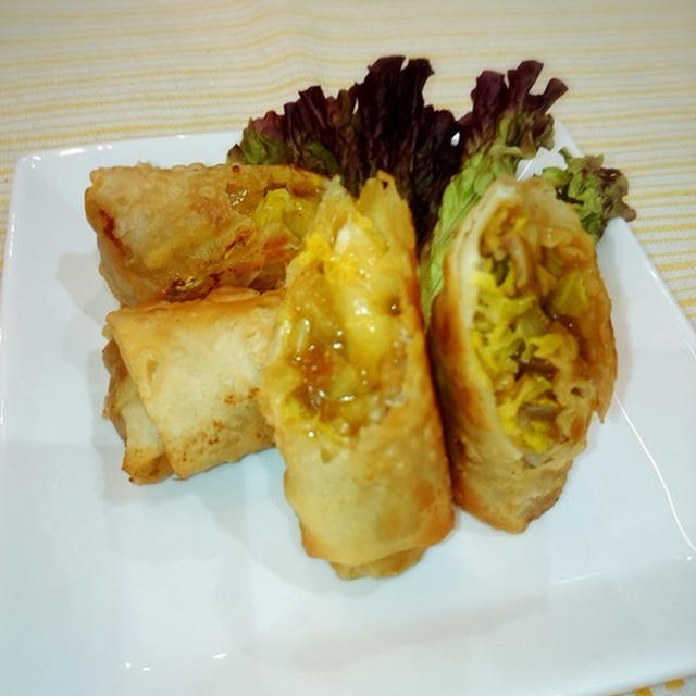 白菜入り、カレー春巻き♪