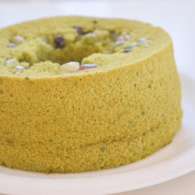 抹茶かのこシフォンケーキ♪想像以上に梨。