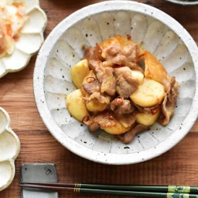 かぶでボリュームアップ♪ご飯が進む豚切り落とし肉の味噌炒め