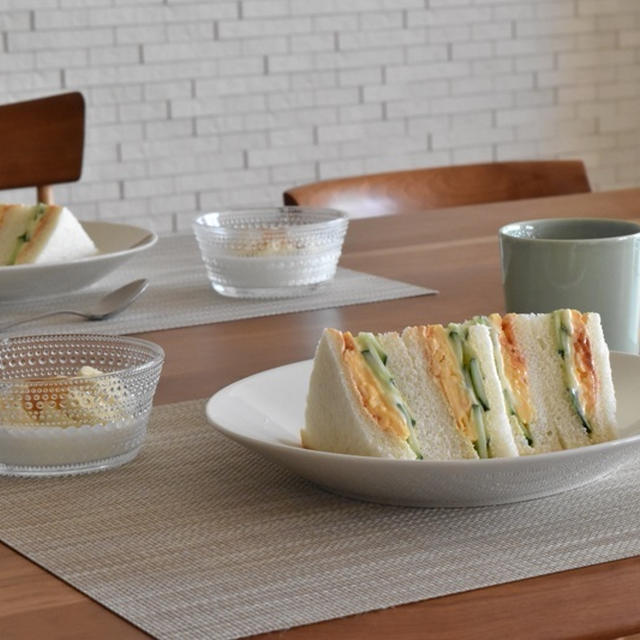 早朝の関西風たまごサンド。