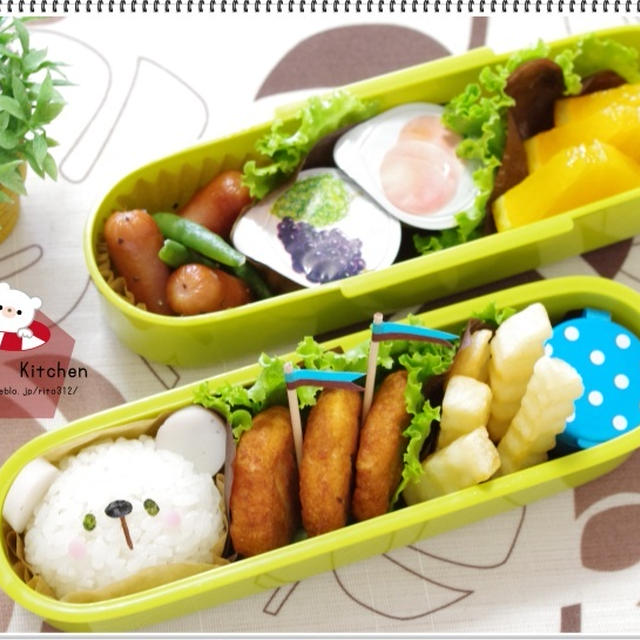 【キャラ弁・デコ弁】～白くまさんとおからチキンナゲットのお弁当（㊦ちび弁）～