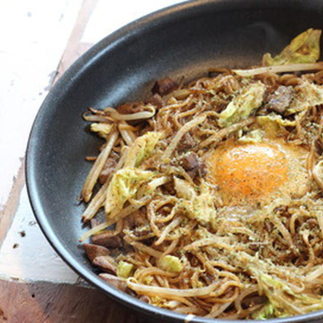 【recipe】レバー焼きそば／【sake】江戸開城