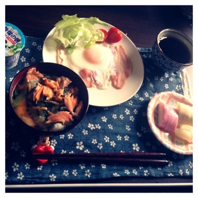 4月16日（火）朝ご飯★鮭茶漬け